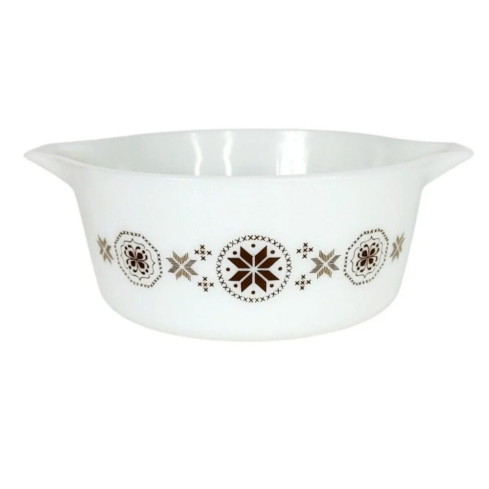 Vintage 60s Pyrex Town & Country 1 qt and 2.5 qt Round Casserole Dish Set of Two